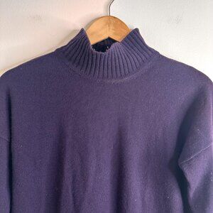 Cynthia Rowley Sweater Womens M Purple 100% 2-Ply Cashmere Ribbed Tunic Pullover